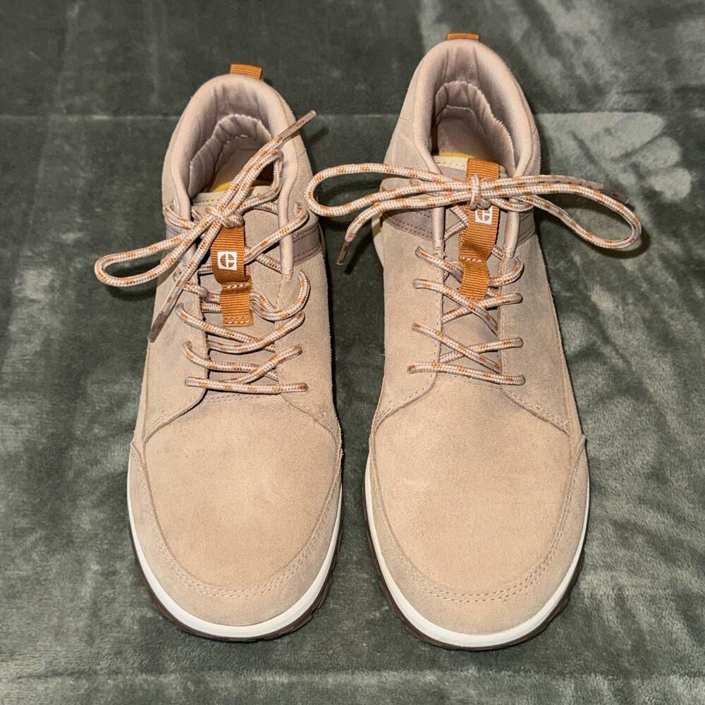 Cat Caterpillar Quest‎ Mid Sneakers Unisex M5/W7 Beige Leather Shoes P724133